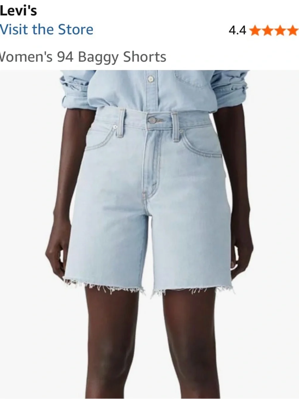 Levi's Light Blue High-Rise Baggy Denim Shorts
